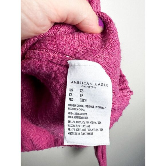 American Eagle Crewneck Ribbed Cropped Sweater Pink Womens XS - Picture 6 of 7